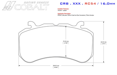Cobalt CRB.XR1.RC54 front brake pads for Mclaren 720S GiroDisc Conversion Image
